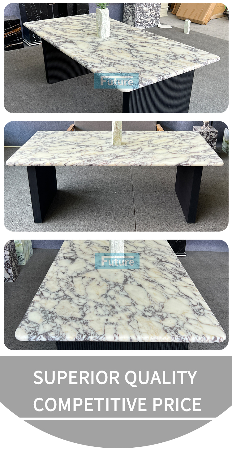 calacatta viola marble dining table
