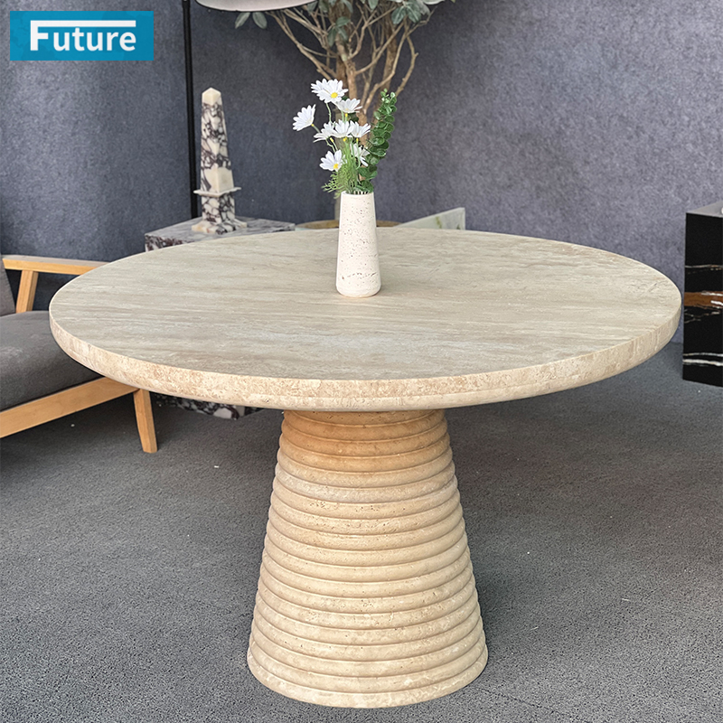 Beige Travertine Dining Table