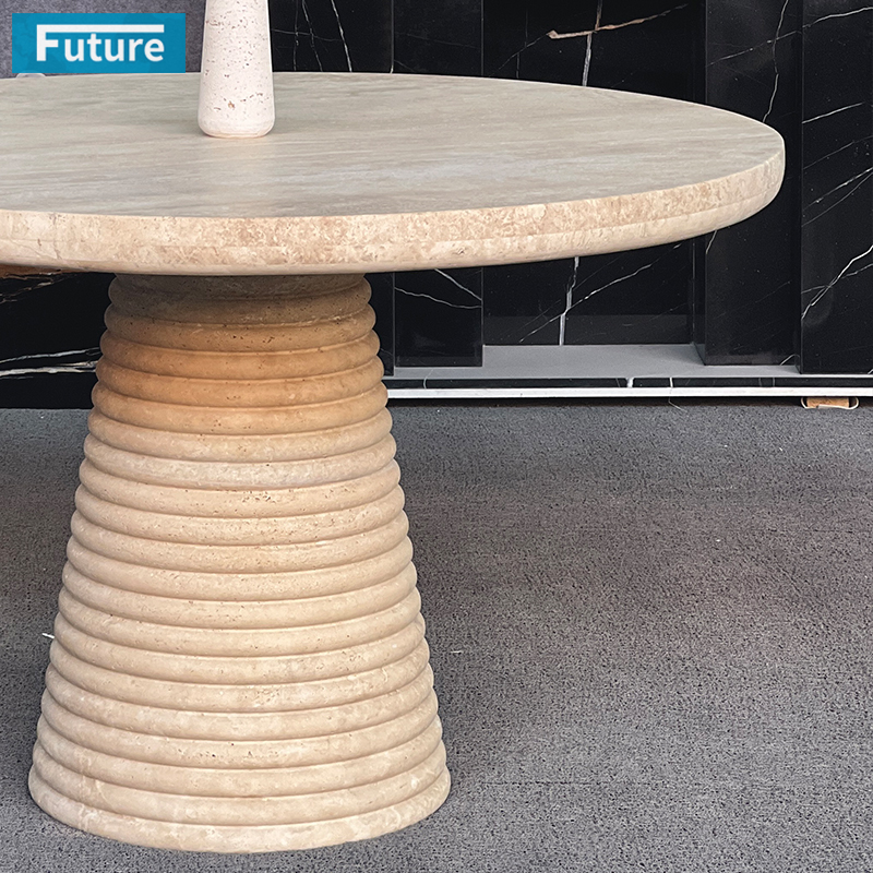 Beige Travertine Dining Table