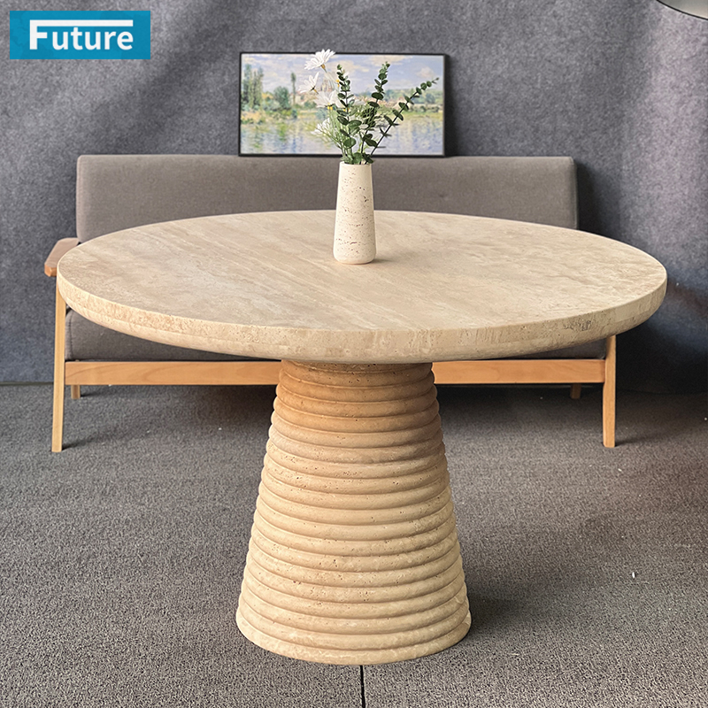 Beige Travertine Dining Table