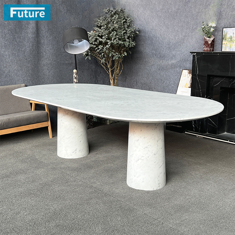 Luxury Modern Style Carara White Marble Dining T