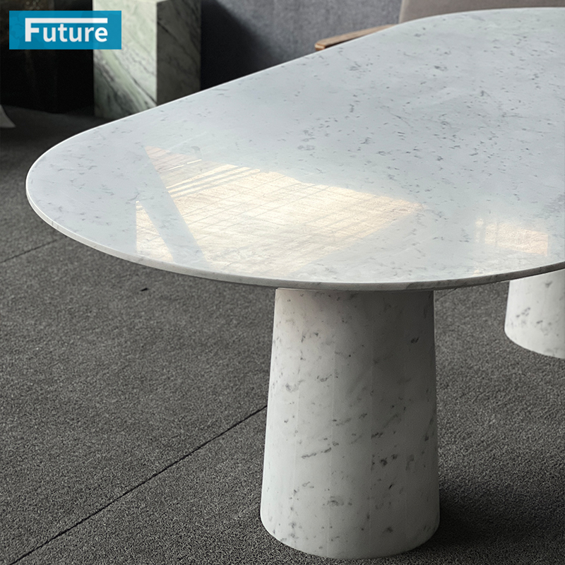 Carara White Marble Dining Table