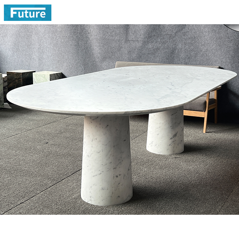 Carara White Marble Dining Table