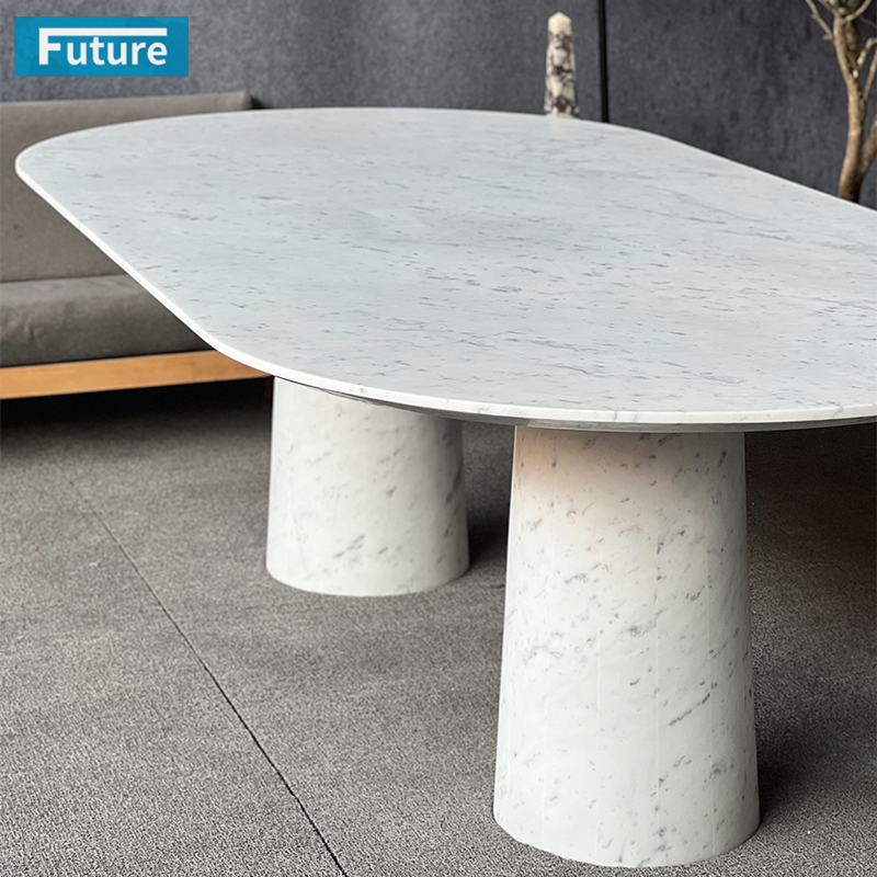 Carara White Marble Dining Table