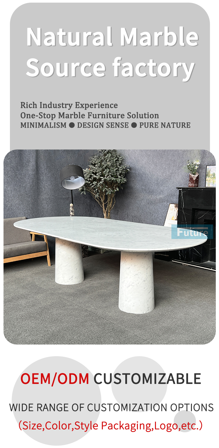 Carara White Marble Dining Table