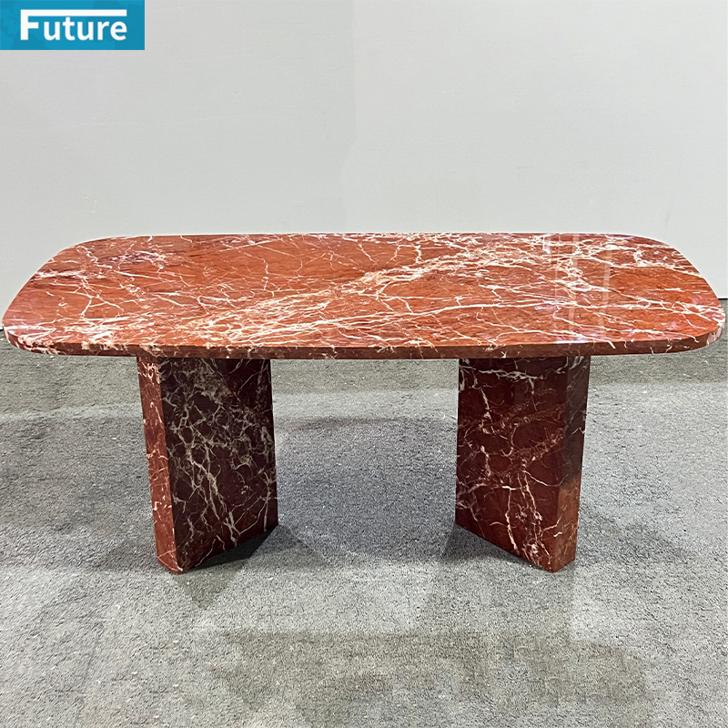 French Red Marble Dining Table