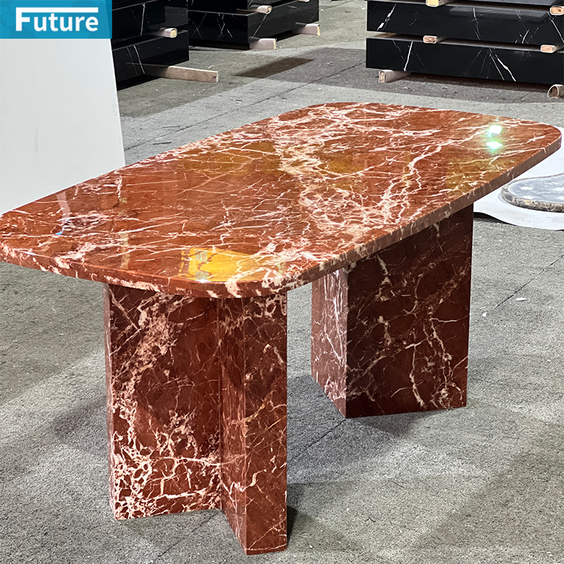 French Red Marble Dining Table