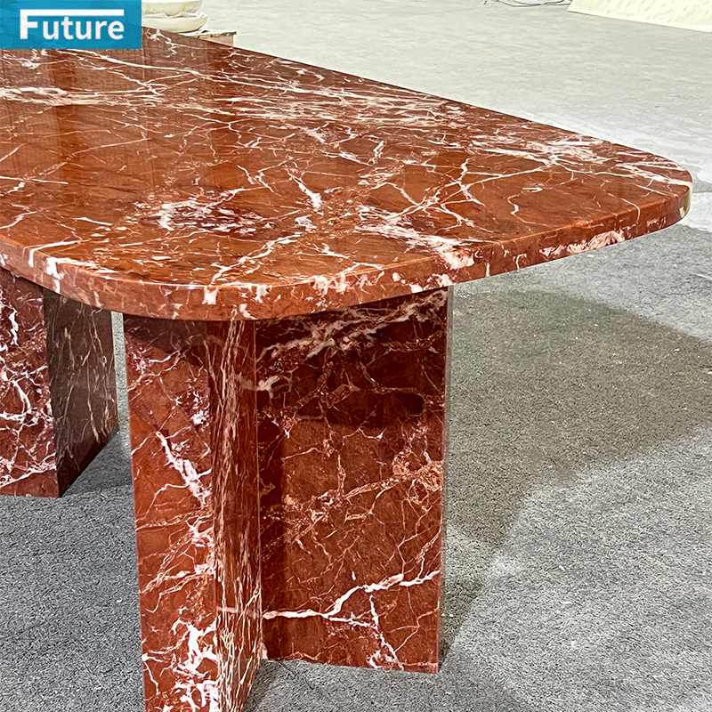 French Red Marble Dining Table