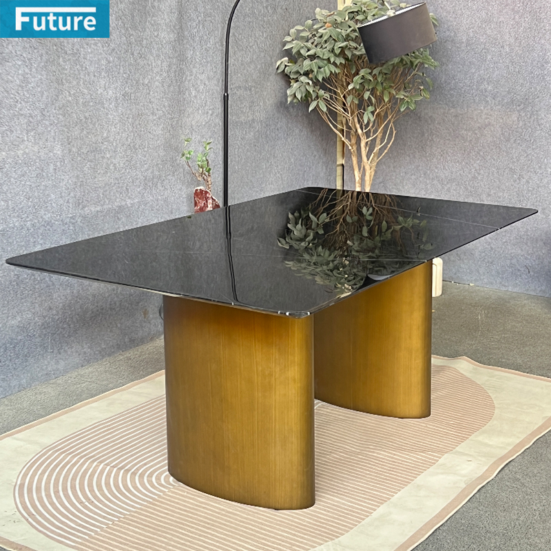 Black Marqulina Marble Dining Table