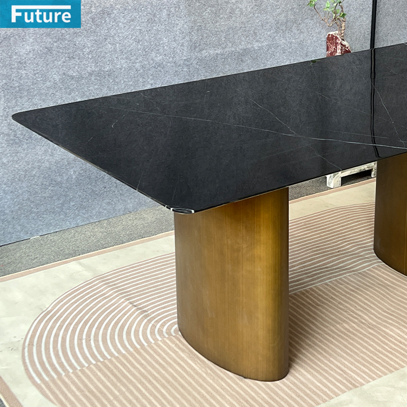 Black Marqulina Marble Dining Table