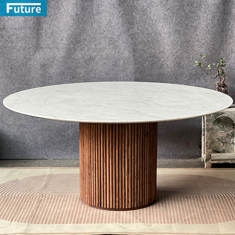 Carara White Marble Dining Table