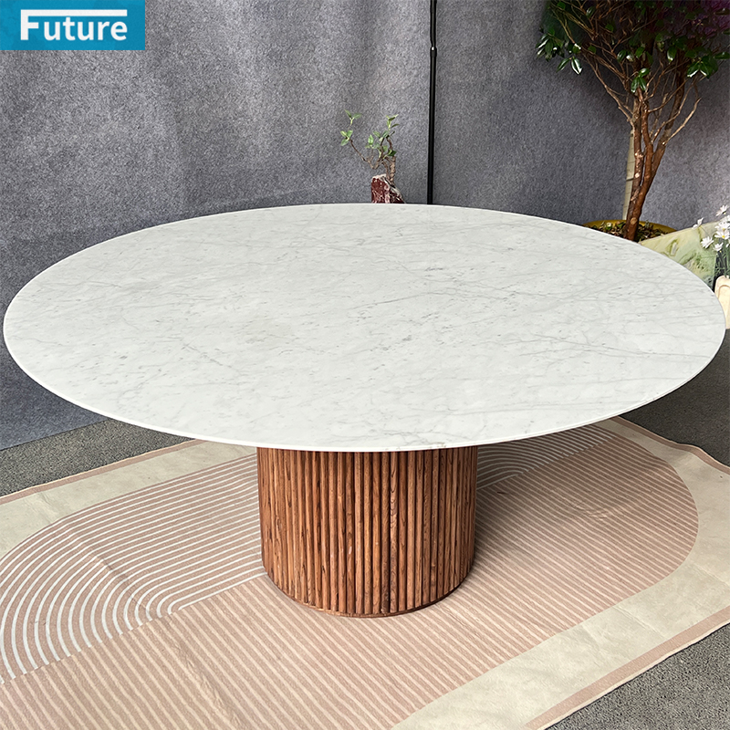 Carara White Marble Dining Table