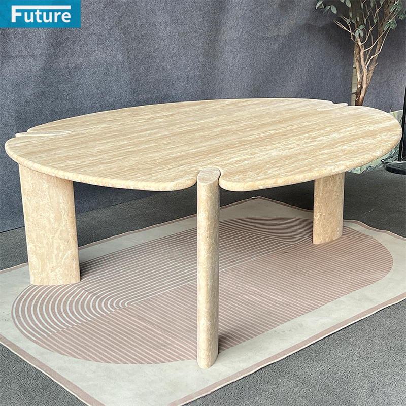 Beige Travertine Dining Table