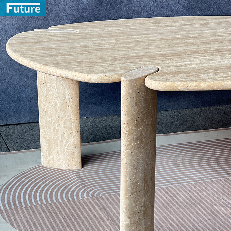 Beige Travertine Dining Table
