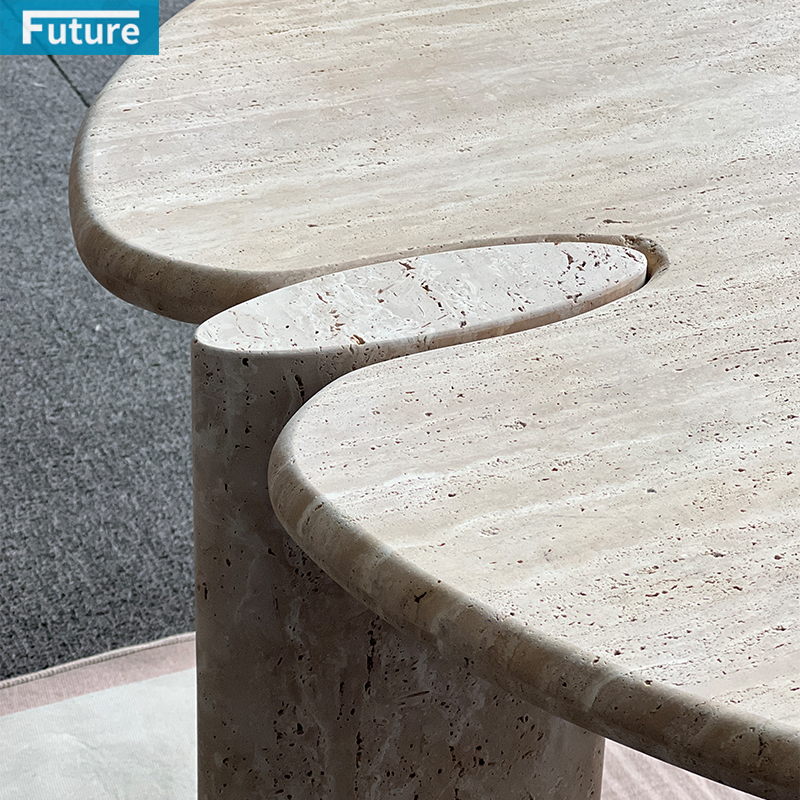 Beige Travertine Dining Table