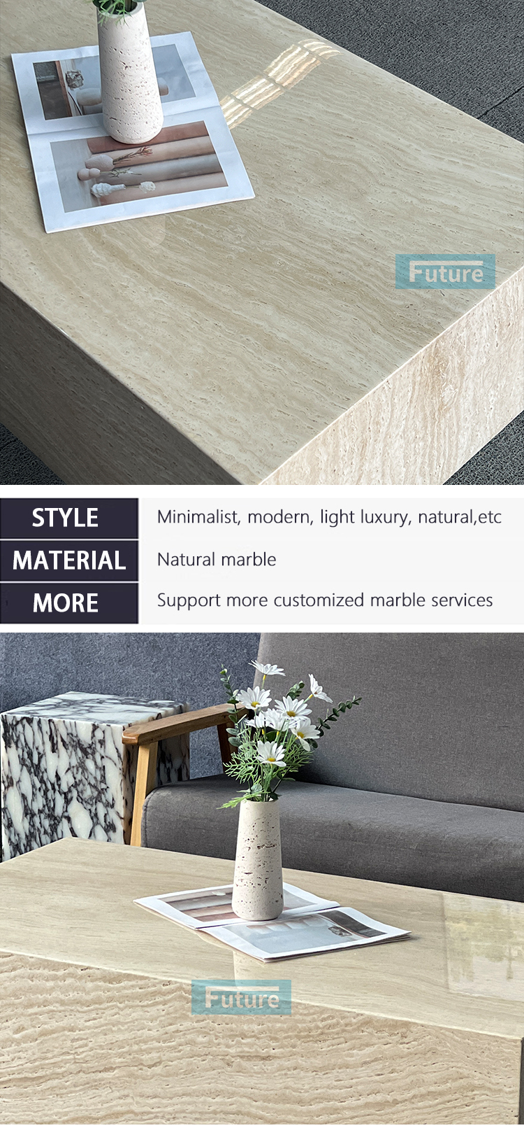 Super White Travertine Coffee Table Super White Travertine Coffee Table
