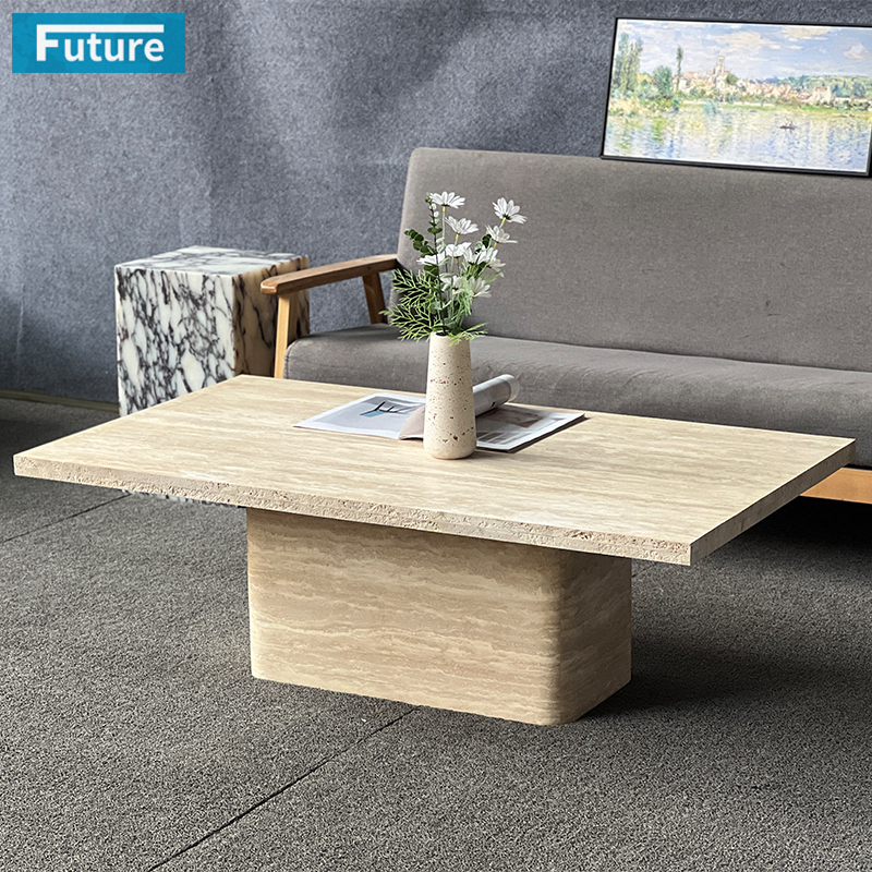 Beige Travertine Marble Coffee Table