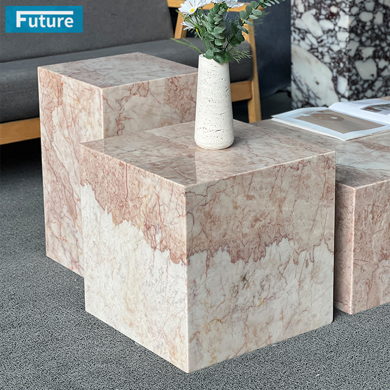 Pink Cream Rose Marble Coffee Table