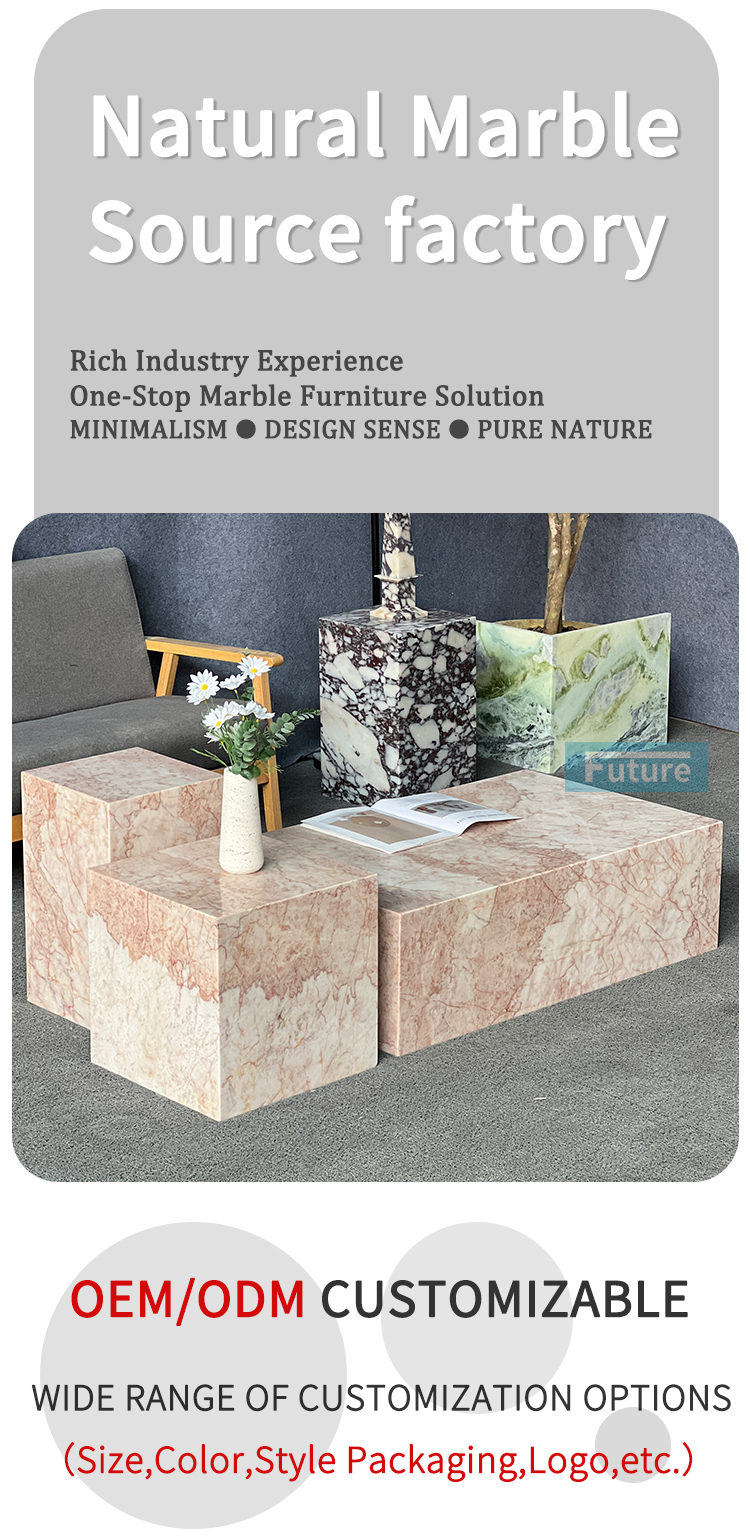 Pink Cream Rose Marble Coffee Table Pink Cream Rose Marble Coffee Table