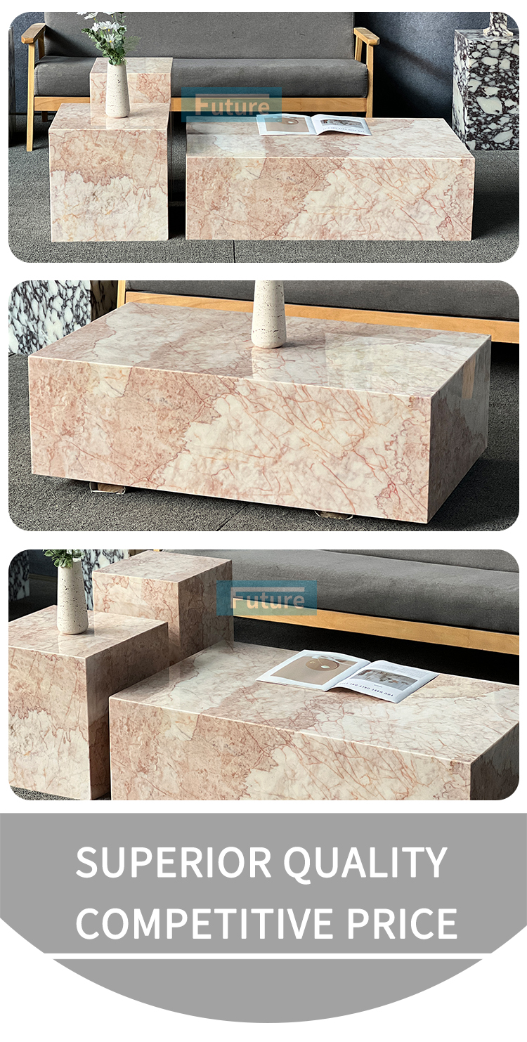 Pink Cream Rose Marble Coffee Table Pink Cream Rose Marble Coffee Table