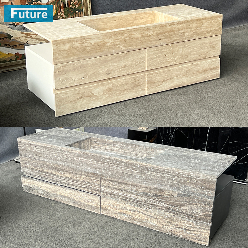 Wabi-sabi Natural Stone Beige or Sliver Grey Travertine Wash