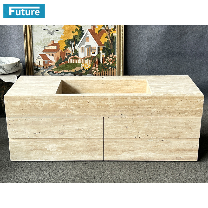 Beige Travertine Bathroom Vanity