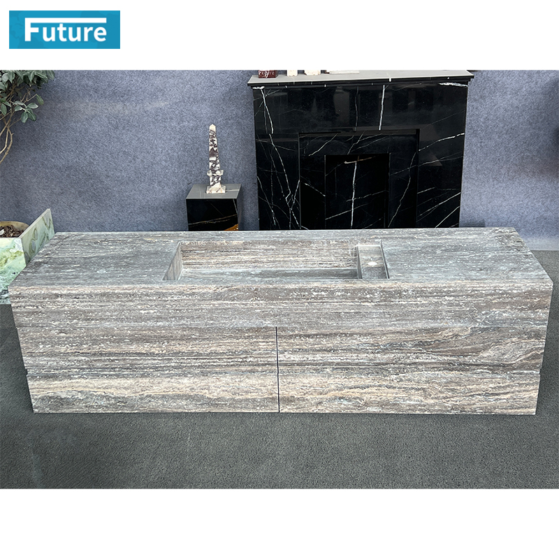 Sliver Grey Travertine Bathroom Vanity