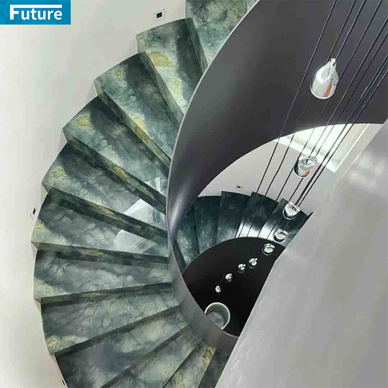 Royal Natural Stone Customize Green Marble Staircase for Vil