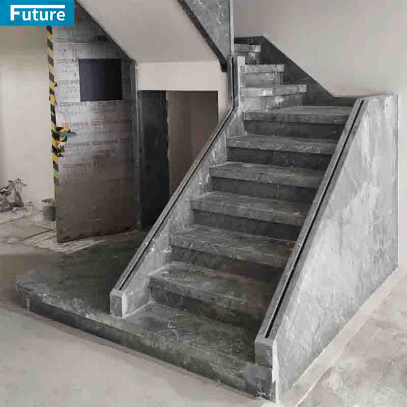 Customize Size Shape and Color Grey Marble Staircase for Vil