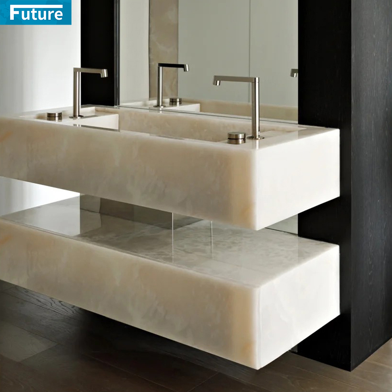 Customize Size Shape Natural Stone White Onyx Wa