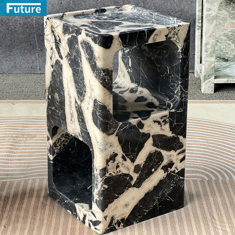 Calacatta Black Marble Side Table