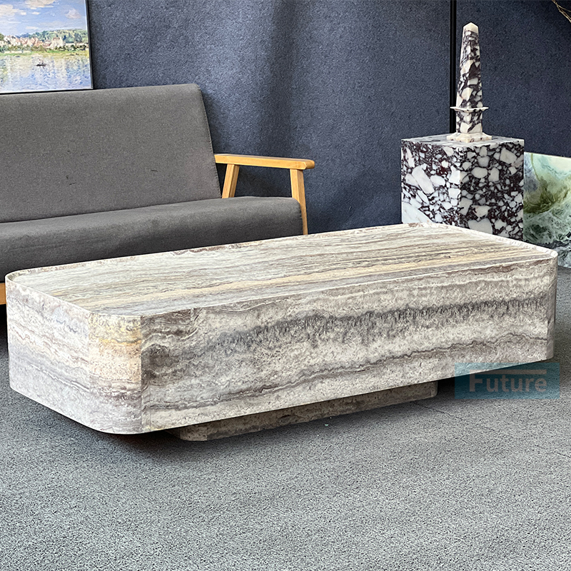 Silver Grey Travertine Coffee Table