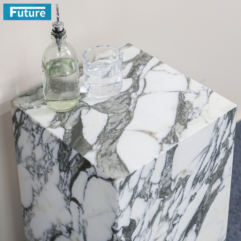 Arabescato White Marble Side Table