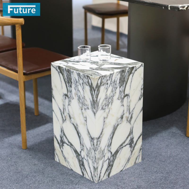 Arabescato White Marble Side Table