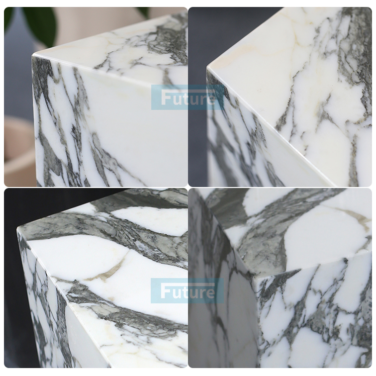 Arabescato White Marble Side Table