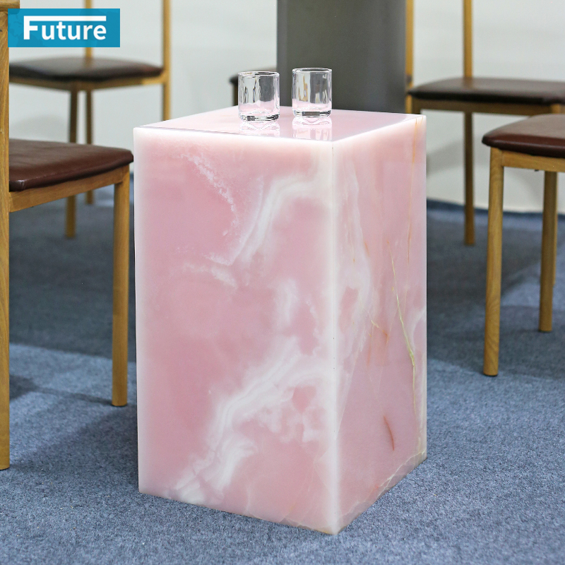 Pink Onyx Marble Side Table