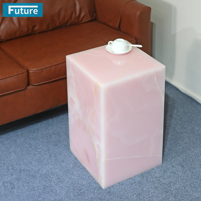 Pink Onyx Marble Side Table