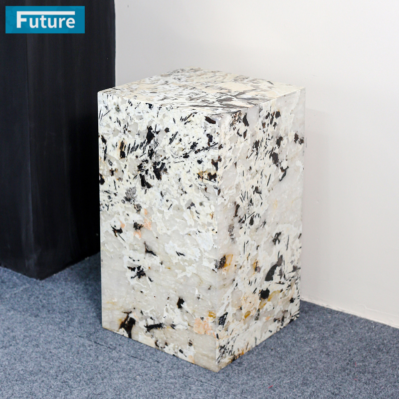 Low Plinth Luxury Natural Stone Pandora Marble Side Table fo