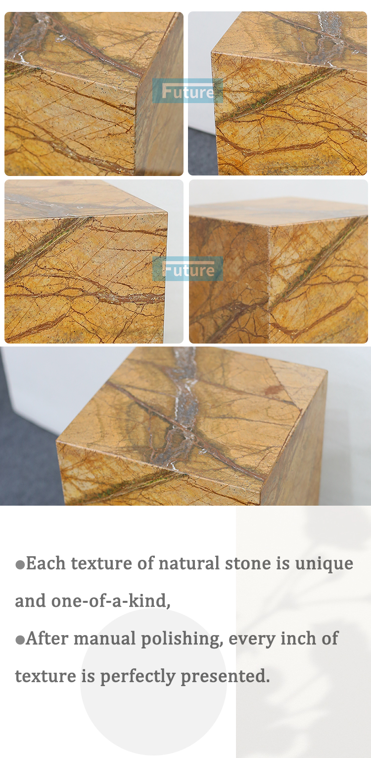 Customiz Size Low Plinth Luxury Natural Stone Forest Brown Marble Side Table Tea Table End Table for Villa Hotel Mansions Living Room Furniture