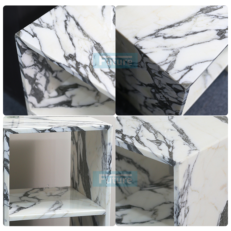 Arabescato White Marble Side Table