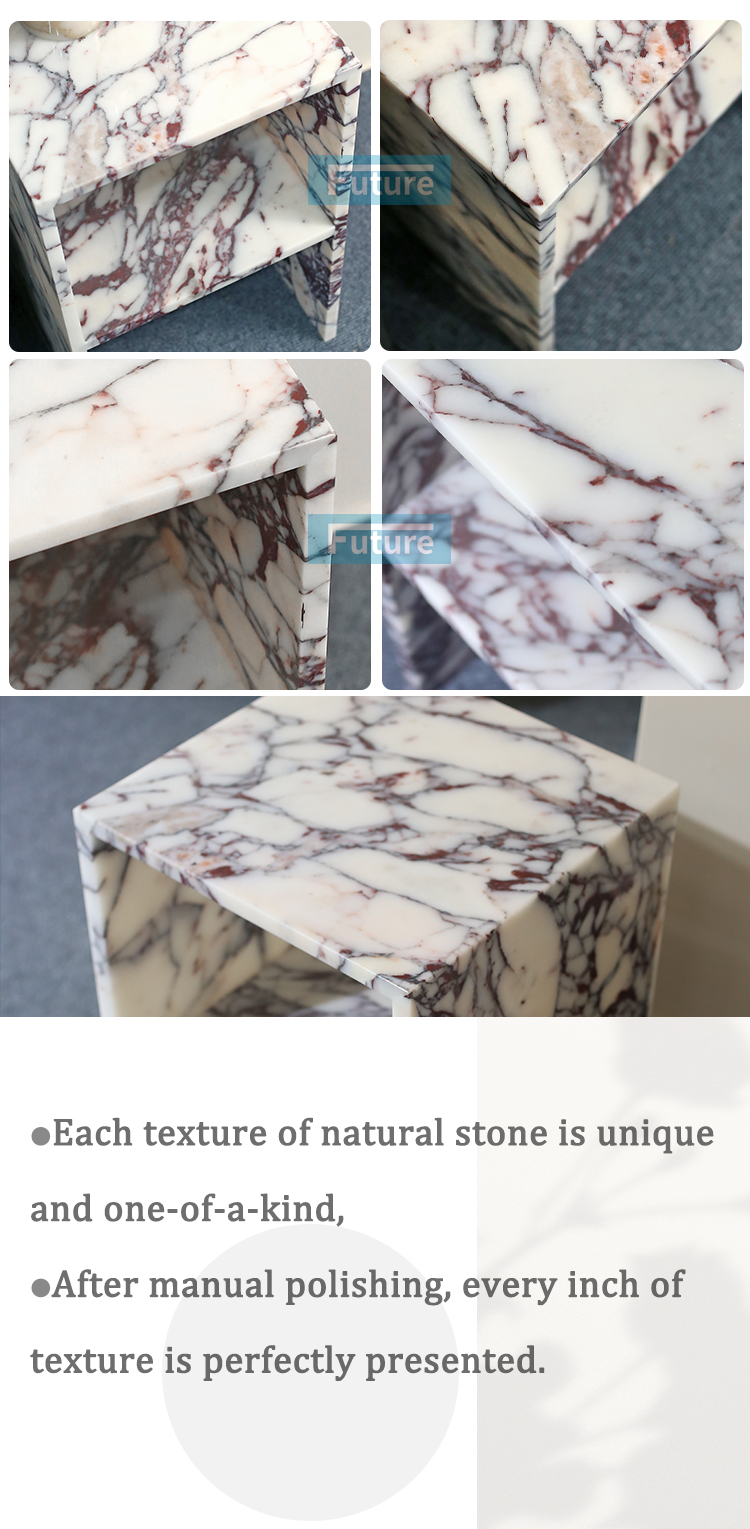 Customiz Size Low Plinth Luxury Natural Stone Calacatta Viola Violet Marble Side Table Tea Table End Table for Villa Hotel Mansions Living Room Furniture