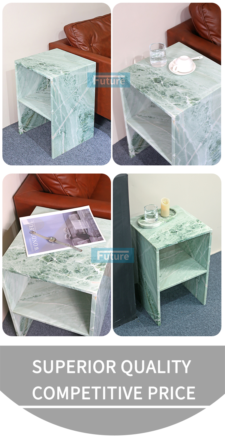 Hollow Design Customiz Size Low Plinth Luxury Natural Stone Sky Blue Marble Side Table Tea Table End Table for Villa Hotel Mansions Living Room Furniture