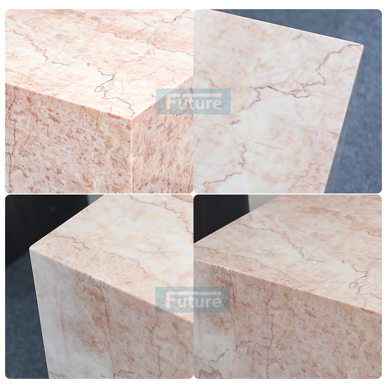 Cream Pink Rose Marble Side Table