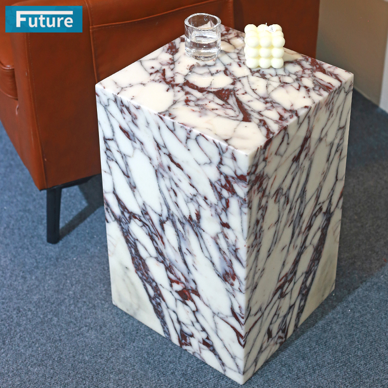 Calacatta Viola Marble Stone Side Table