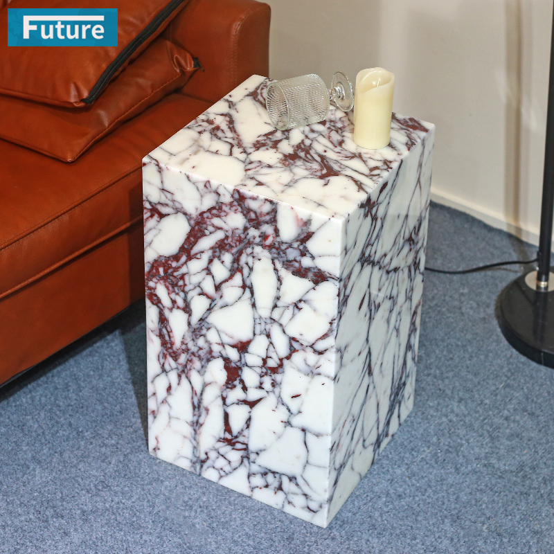 Calacatta Viola Marble Stone Side Table