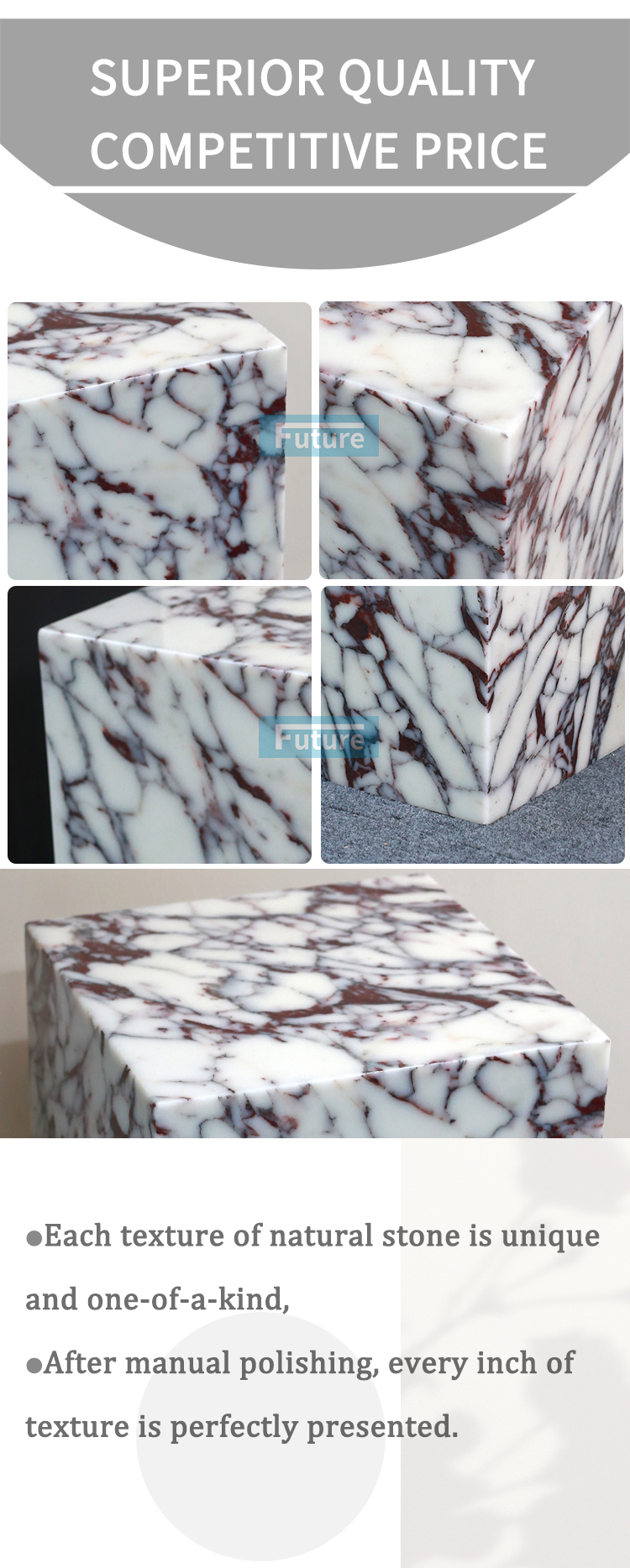 100% Natural Italy Calacatta Viola Marble Stone Side Tea Table for Apartment Villa Mansion Hotel Living Room Bed Rooom Furniture