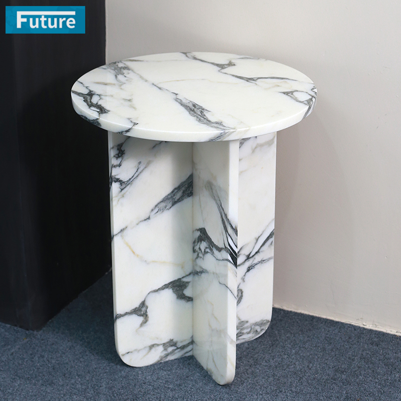 Round Top Modern 100% Natural Arabescato White M