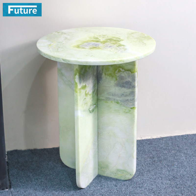Round Top Modern 100% Natural Fendi Green Marble