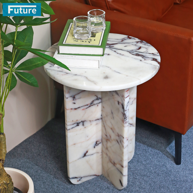 Calacatta Viola Violet Stone Side Table