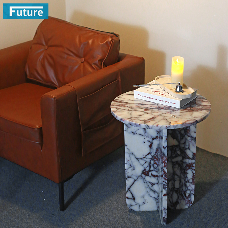Calacatta Viola Violet Stone Side Table